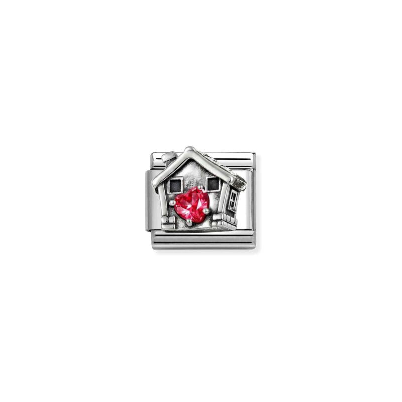 Nomination Composable Link Silver House, CZ Heart, 925 Sterling Silver