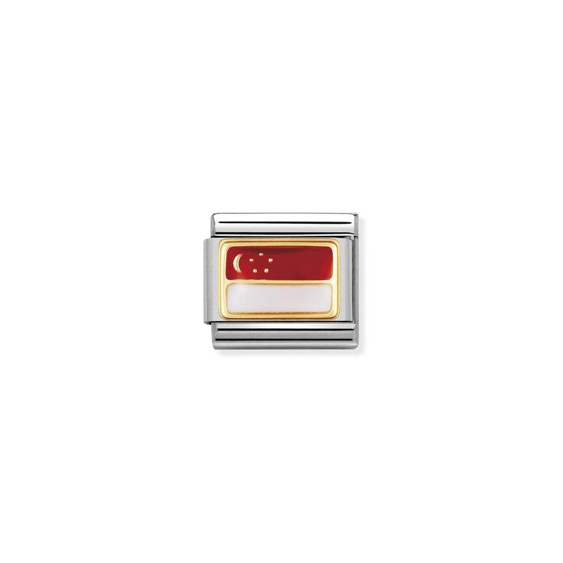Nomination Composable Link Singapore Flag, 18K Gold & Enamel