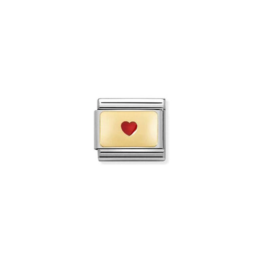 Nomination Composable Link Small Heart, 18K Gold & Enamel