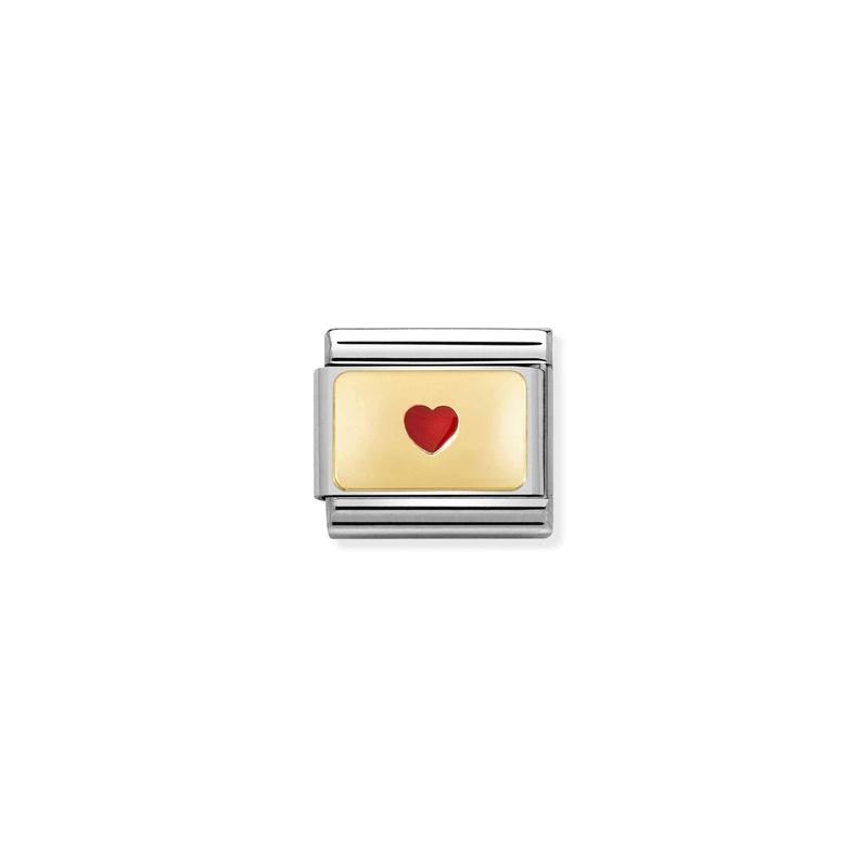 Nomination Composable Link Small Red Heart, 18K Gold & Enamel
