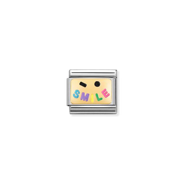 Nomination Composable Link Smile, 18K Gold & Enamel