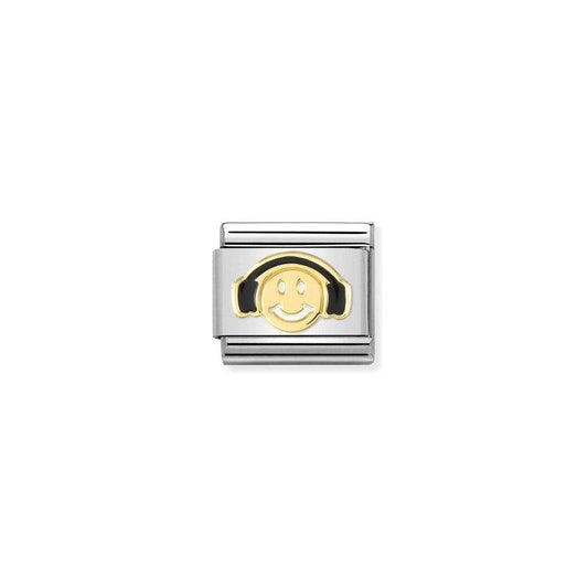 Nomination Composable Link Smile With Headphones, 18K Gold & Enamel