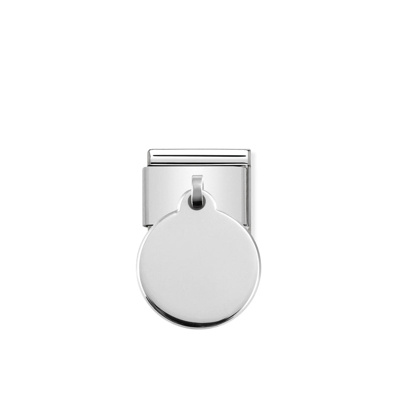 Nomination Composable Link Smooth Round Plate Hanging Charm, Silver