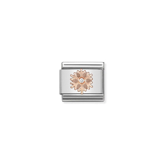 Nomination Composable Link Snowflake, Cubic Zirconia, 9K Rose Gold