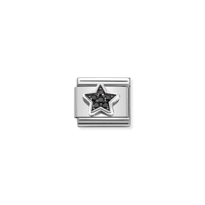 Nomination Composable Link Star, Black Cubic Zirconia, Silver