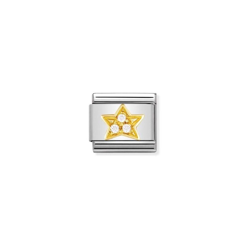 Nomination Composable Link Star, Cubic Zirconia, 18K Gold