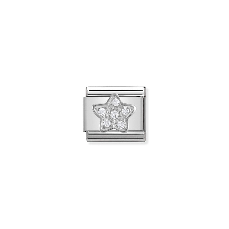 Nomination Composable Link Star, Cubic Zirconia, Silver