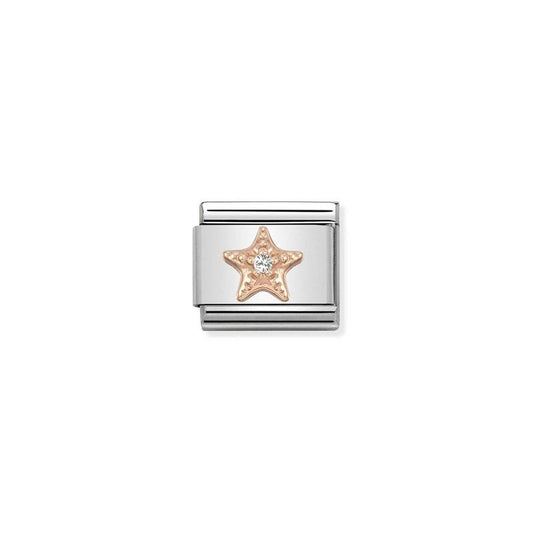 Nomination Composable Link Starfish, Cubic Zirconia, 9K Rose Gold