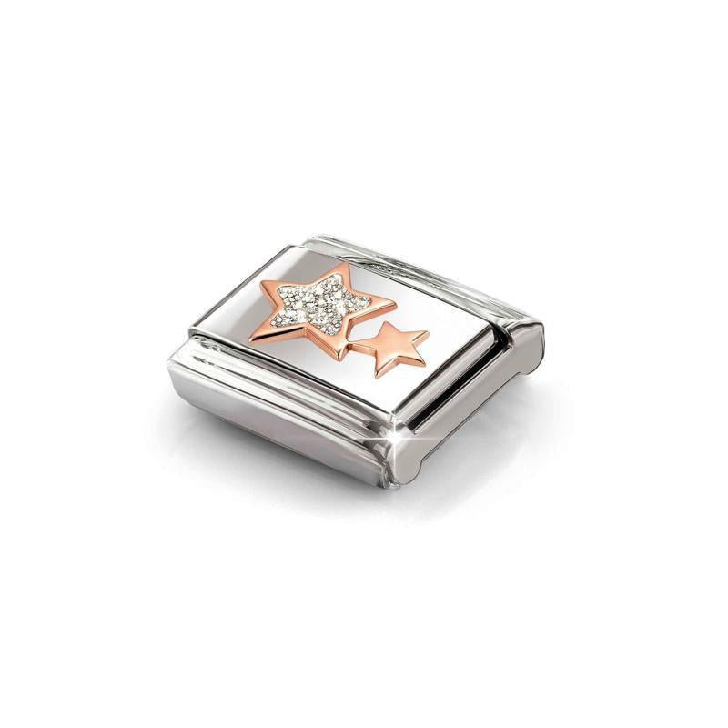 Nomination Composable Link Stars with Glitter, 9K Gold Enamel