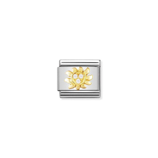 Nomination Composable Link Sun, Cubic Zirconia, 18K Gold