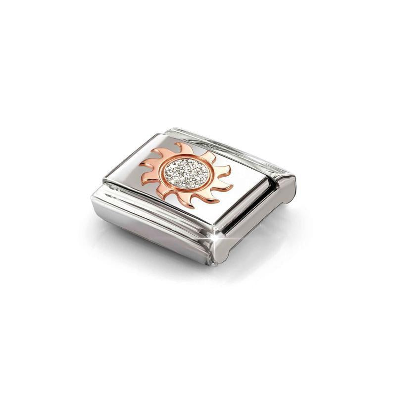 Nomination Composable Link Sun with Glitter, 9K Gold Enamel