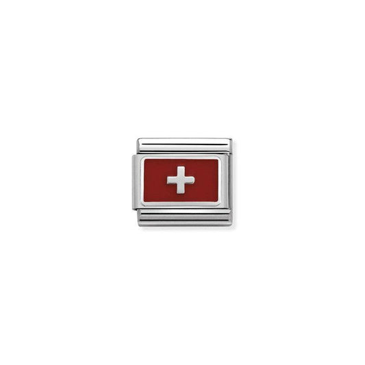 Nomination Composable Link Switzerland Flag, Silver & Enamel