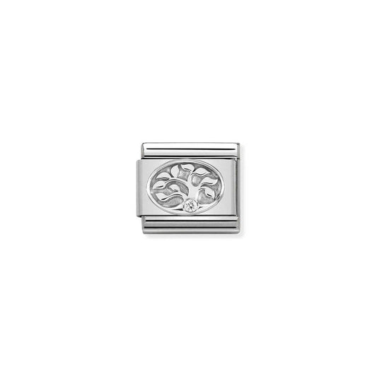 Nomination Composable Link Tree Of Life, Cubic Zirconia, Silver