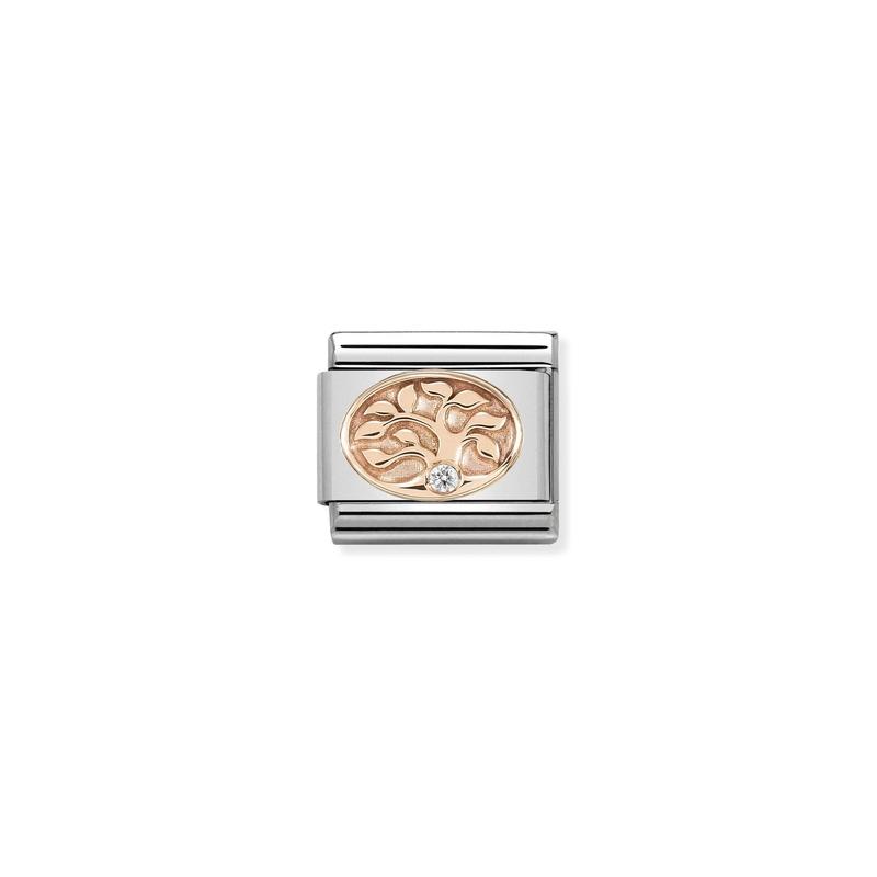 Nomination Composable Link Tree of Life, Cubic Zirconia, 9K Rose Gold