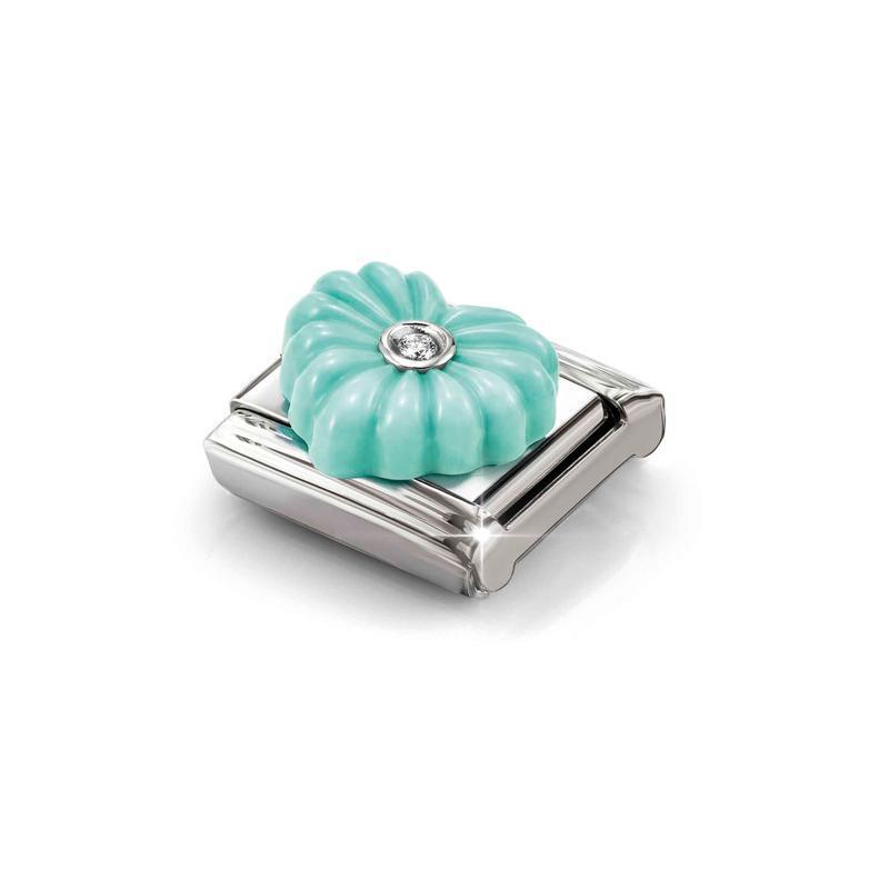 Nomination Composable Link Turquoise Crimped Heart, 925 Sterling Silver