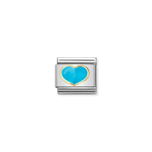 Nomination Composable Link Turquoise Heart, 18K Gold & Enamel