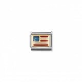 Nomination Composable Link USA Flag, 18K Gold & Enamel