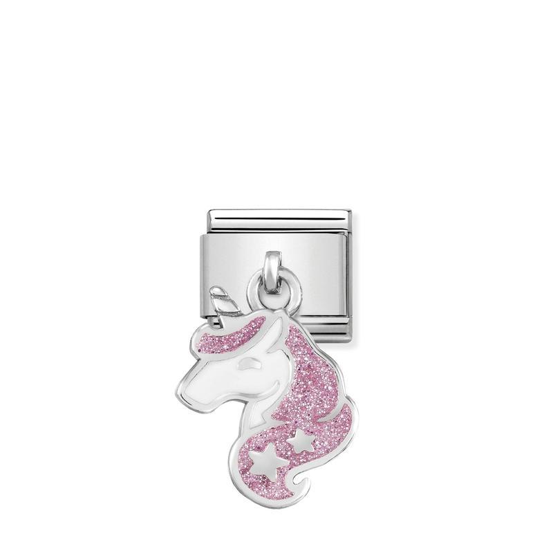 Nomination Composable Link Unicorn Hanging Charm, Silver & Enamel