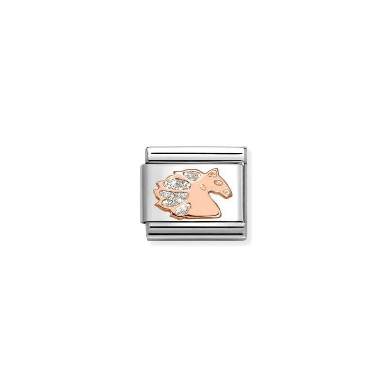 Nomination Composable Link Unicorn with Glitter, 9K Gold Enamel