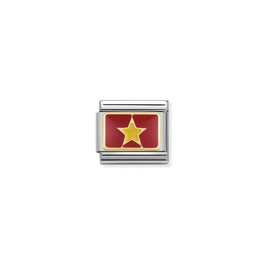 Nomination Composable Link Vietnam Flag, 18K Gold & Enamel