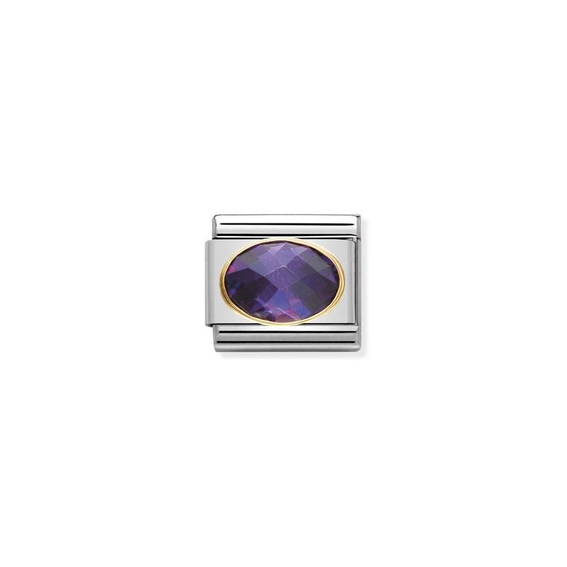 Nomination Composable Link Violet Faceted Cubic Zirconia, 18K Gold