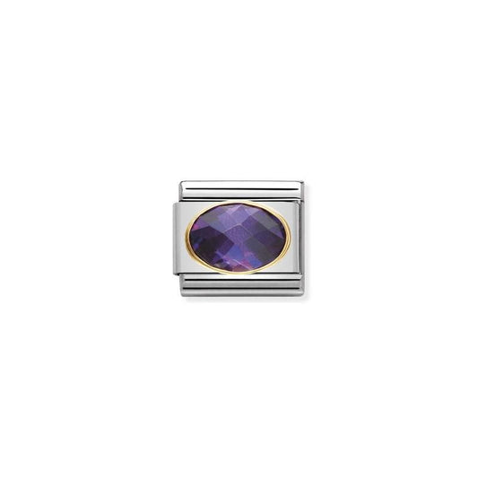 Nomination Composable Link Violet Faceted Cubic Zirconia, 18K Gold