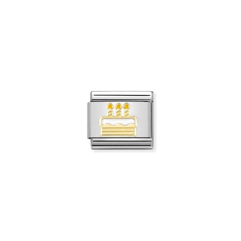 Nomination Composable Link White Birthday Cake, 18K Gold & Enamel