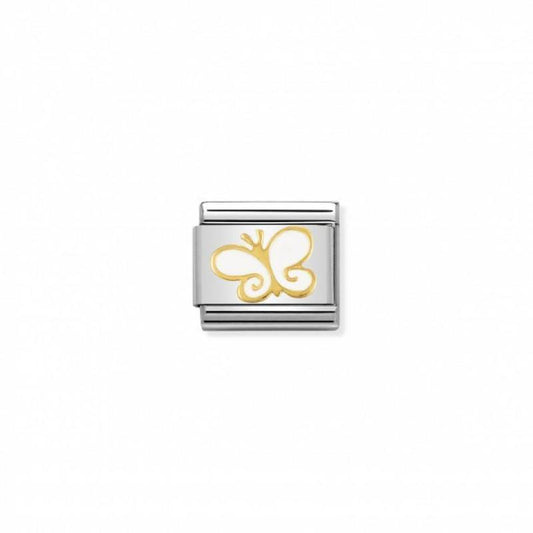 Nomination Composable Link White Butterfly, 18K Gold & Enamel