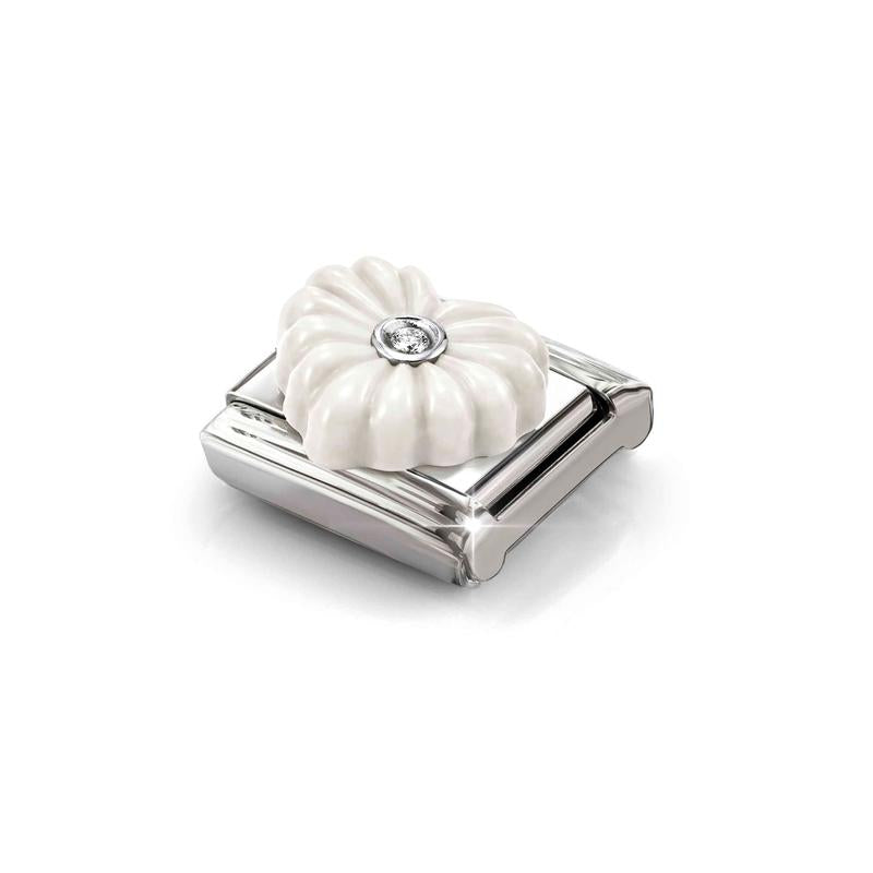 Nomination Composable Link White Crimped Heart, 925 Sterling Silver