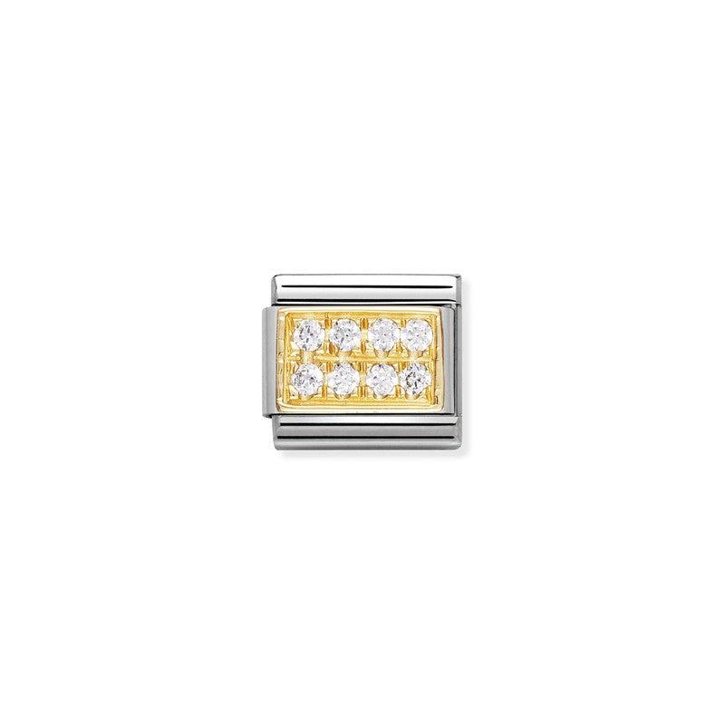 Nomination Composable Link White Cubic Zirconia Pave, 18K Gold