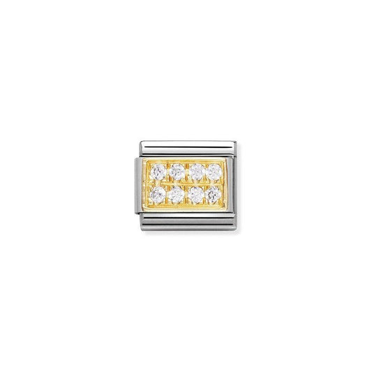 Nomination Composable Link White Cubic Zirconia Pave, 18K Gold