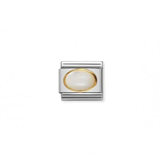 Nomination Composable Link White Mother Of Pearl Stone, 18K Gold