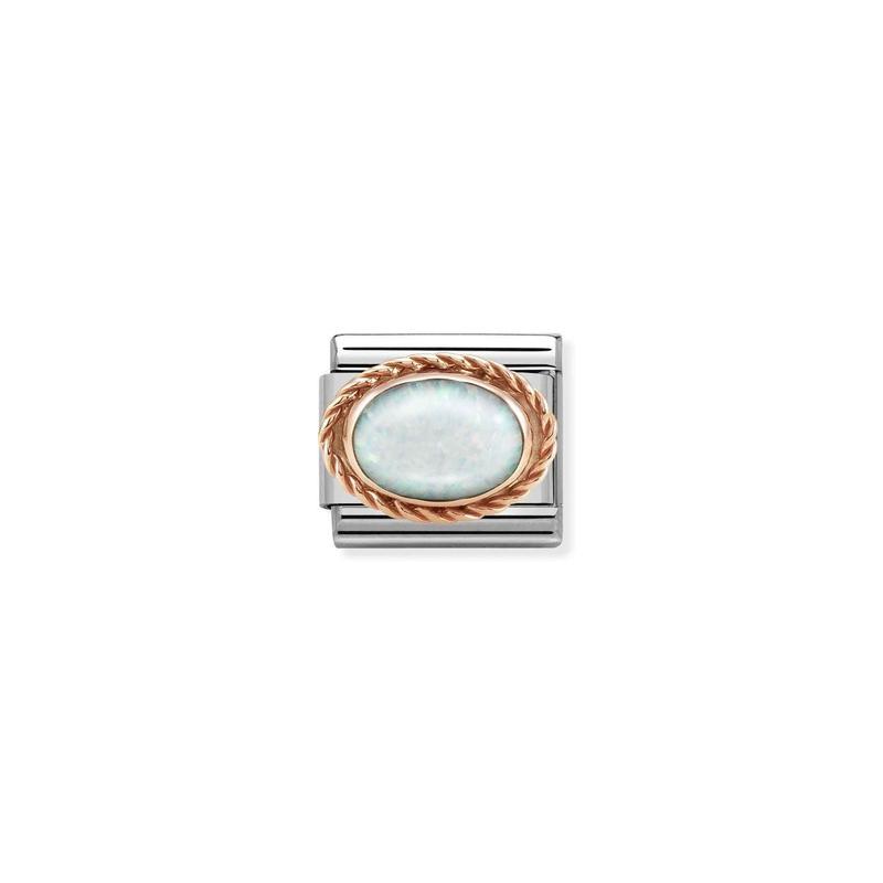 Nomination Composable Classic Link In Rose Gold, White Opal