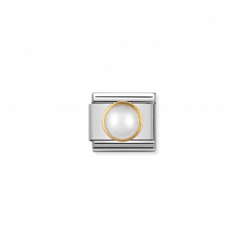 Nomination Composable Link White Pearl Stone, 18K Gold