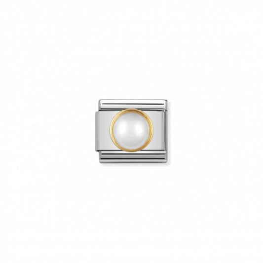 Nomination Composable Link White Pearl Stone, 18K Gold