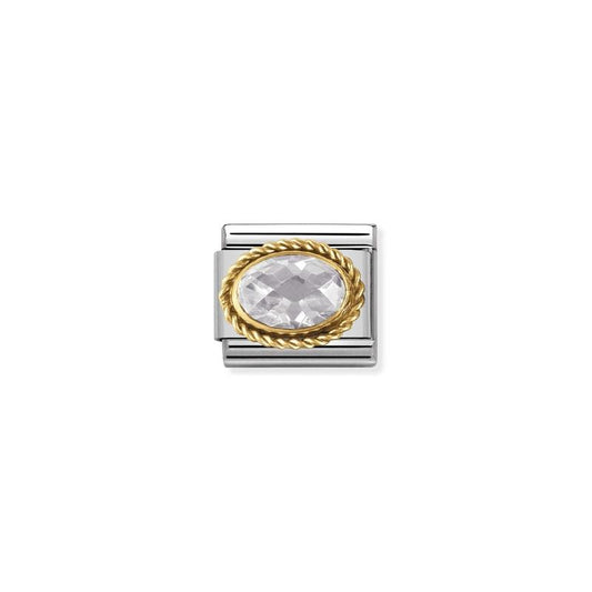 Nomination Composable Link White Rope, Faceted Cubic Zirconia, 18K Gold