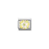 Nomination Composable Link Yellow Flower, Cubic Zirconia, Silver & Enamel