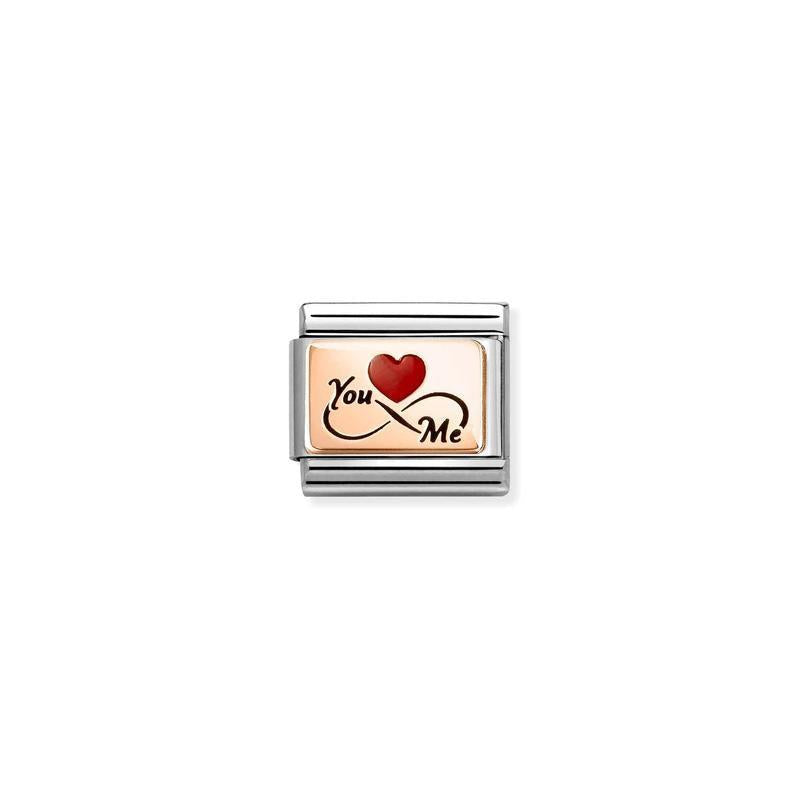 Nomination Composable Link You & Me Infinity, Red Heart, 9K Gold Enamel
