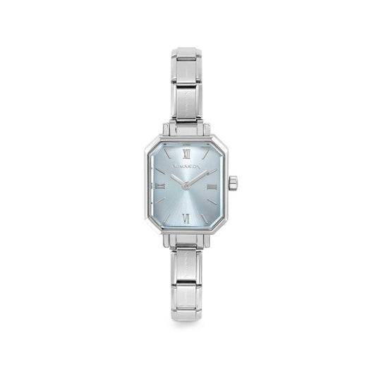 Nomination Composable Paris Watch, Light Blue Rectangular, Cubic Zirconia, Stainless Steel