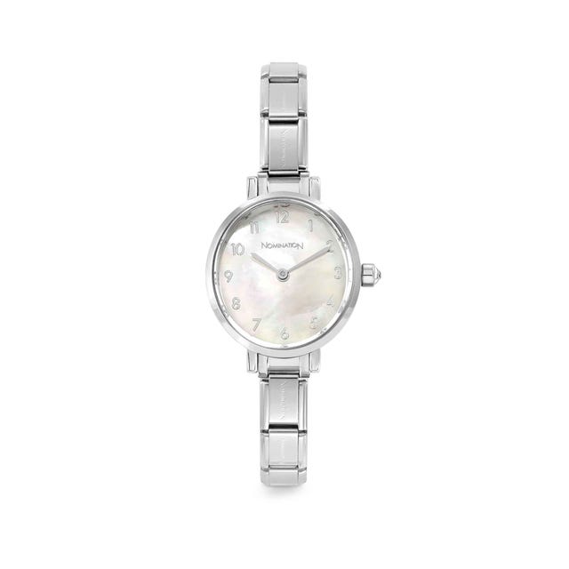 Nomination Composable Paris Watch, Mother of Pearl Oval, Cubic Zirconia, Stainless Steel