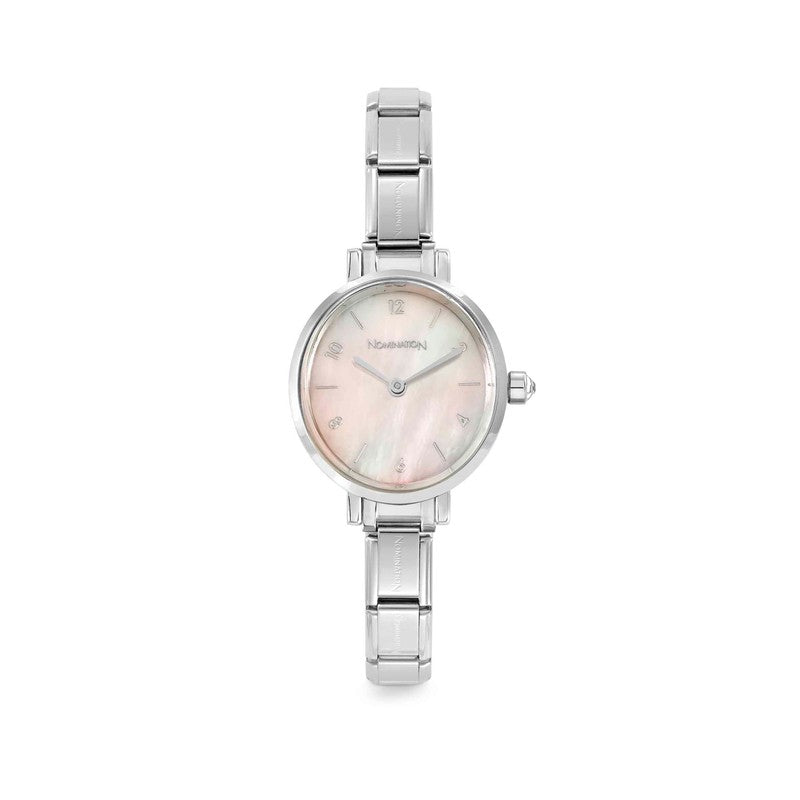 Nomination Composable Paris Watch, Mother of Pearl Oval, Cubic Zirconia, Stainless Steel