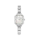 Nomination Composable Paris Watch, Mother of Pearl Rectangular, Cubic Zirconia, Stainless Steel