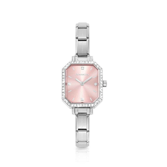 Nomination Composable Paris Watch, Pink Rectangular, Cubic Zirconia, Stainless Steel