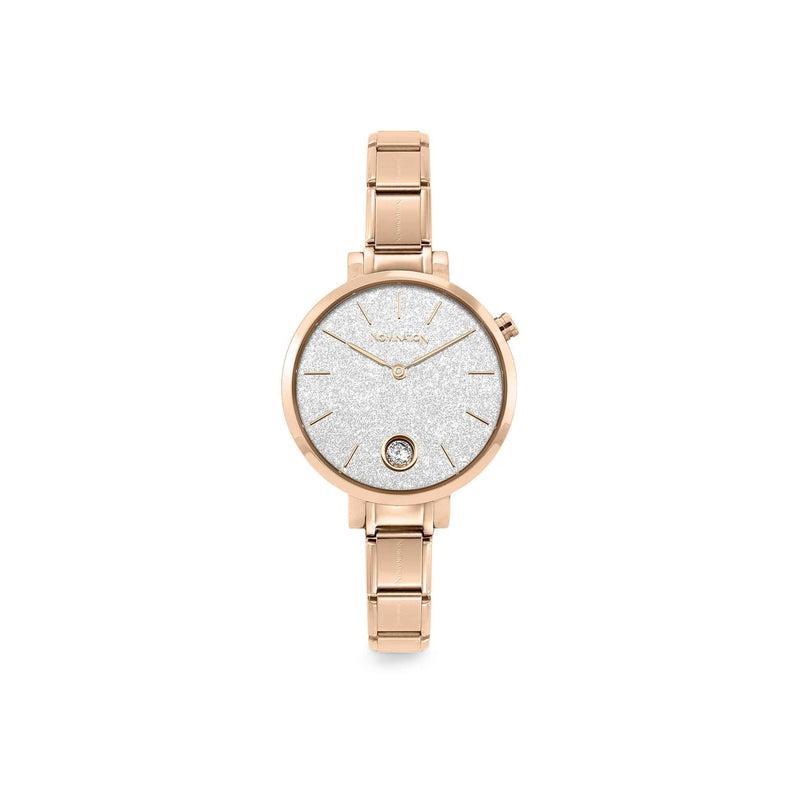 Nomination Composable Paris Watch, Silver Glitter, Cubic Zirconia, Rose Gold