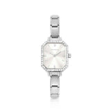 Nomination Composable Paris Watch, Sunray Silver Rectangular, Cubic Zirconia, Stainless Steel