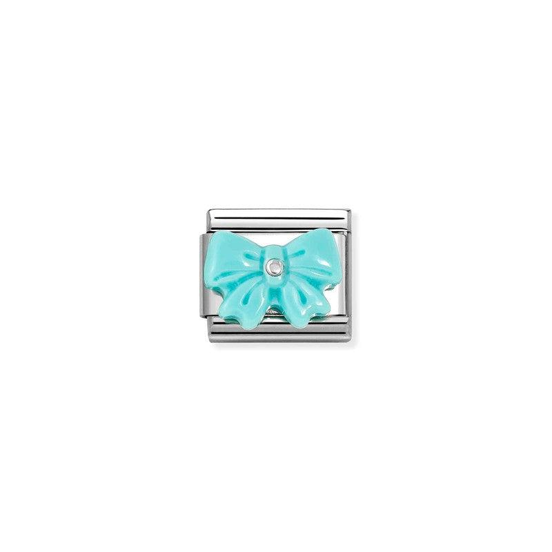 Nomination Composable Turquoise Bow, Silver