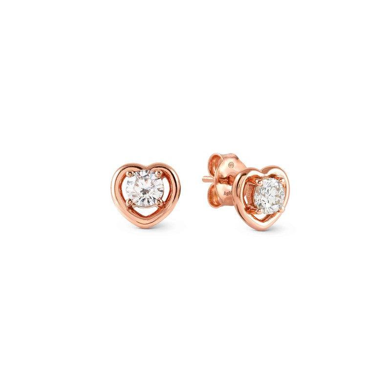 Nomination CosmicLove Earrings, Heart, Cubic Zirconia, Rose Gold, Sterling Silver