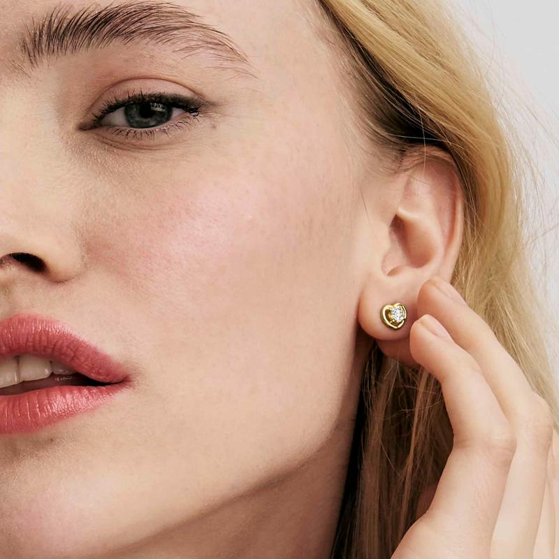 Nomination CosmicLove Earrings Heart with Cubic Zirconia, Gold - worn