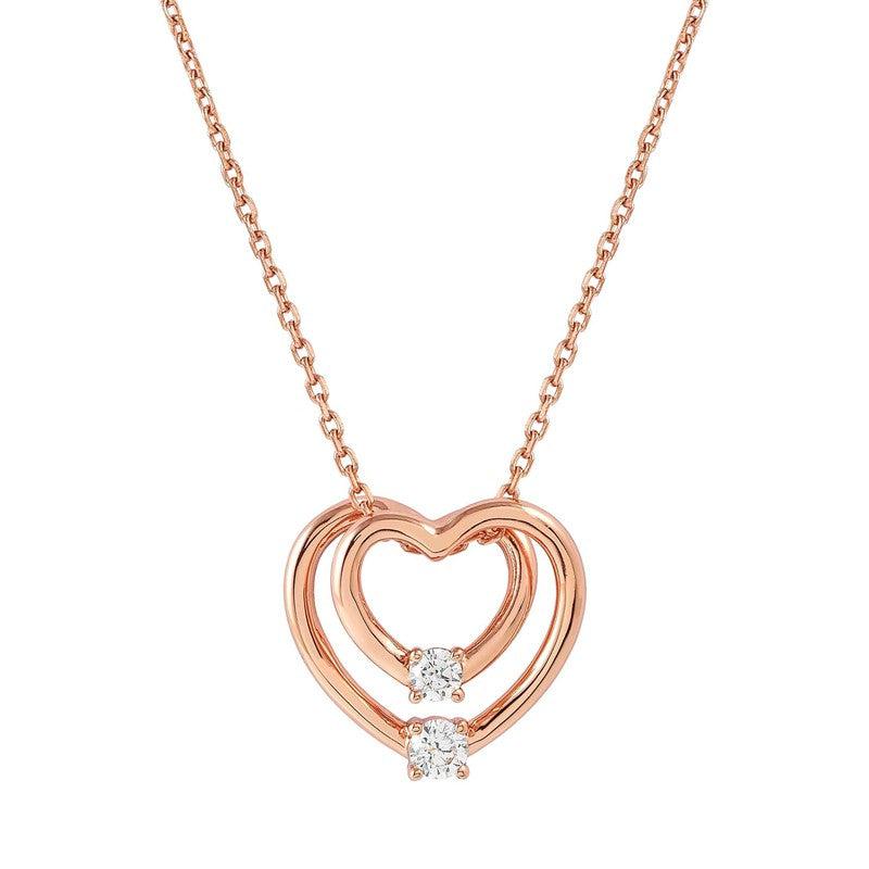 Nomination CosmicLove Necklace, Big Heart, Cubic Zirconia, Rose Gold, Sterling Silver