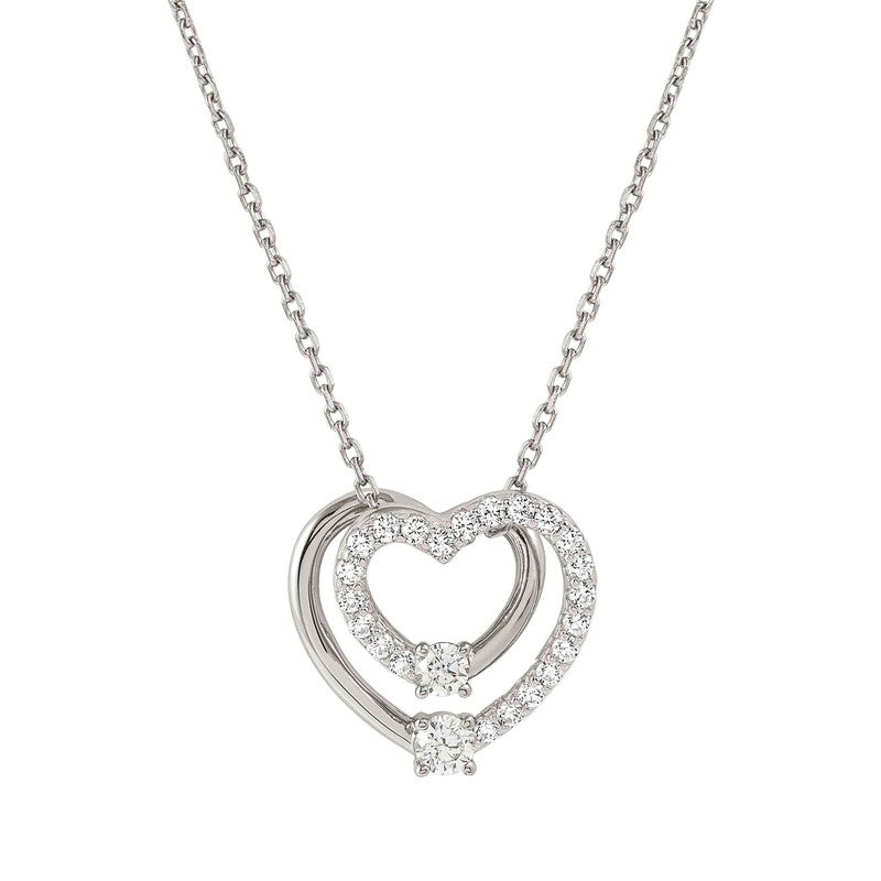 Nomination CosmicLove Necklace, Big Pave Heart, Cubic Zirconia, Sterling Silver